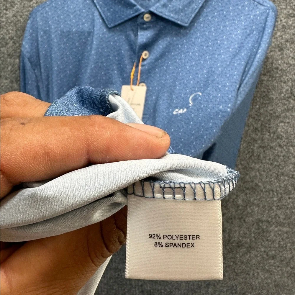 Peter Millar Summer Comfort Blue Camiral Golf Polo Shirt Mens Large NWT